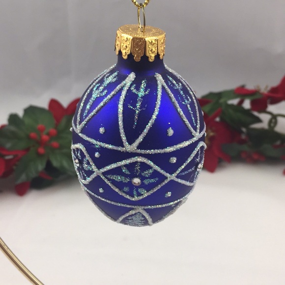 Vintage GKI/Bethlehem Glass Egg shaped embellished Christmas Ornament - Picture 3 of 8